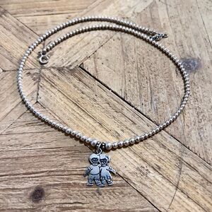 Handmade Sterling Silver Beaded Necklace with boy girl children Charm pendant